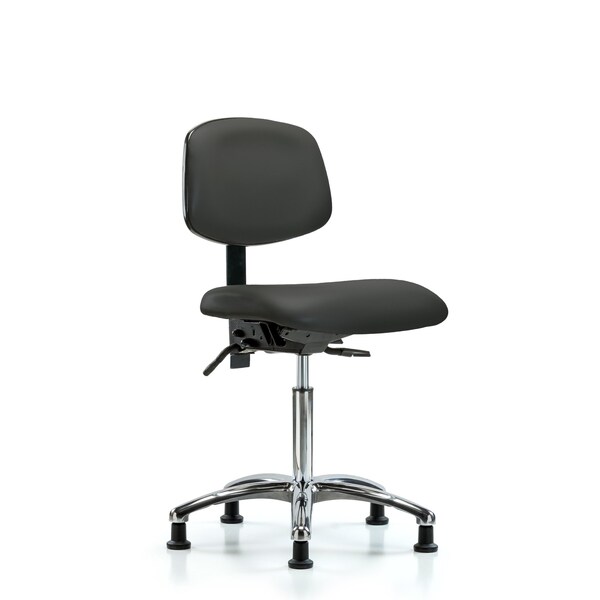 Chair, Vin, Med Bench, Chr Tilt Glides, Gry, No Arms, 22" to 29" Height, Charcoal