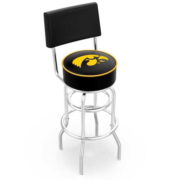 25" Chrome 2-Ring Iowa Swivel Bar Stool, Back