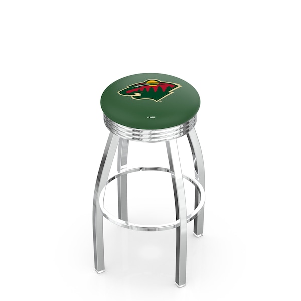 25" Chrome Minnesota Wild Swivel Bar Stool, Accent Ring