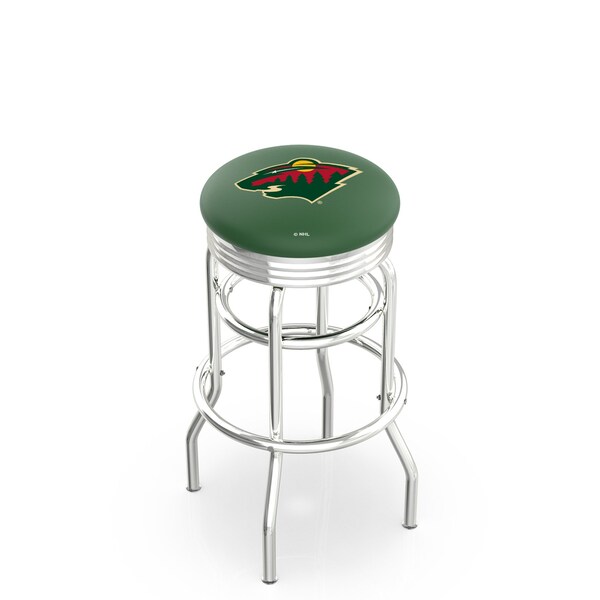 25" Chrome 2-Ring Minnesota Wild Swivel Bar Stool, Accent Ring