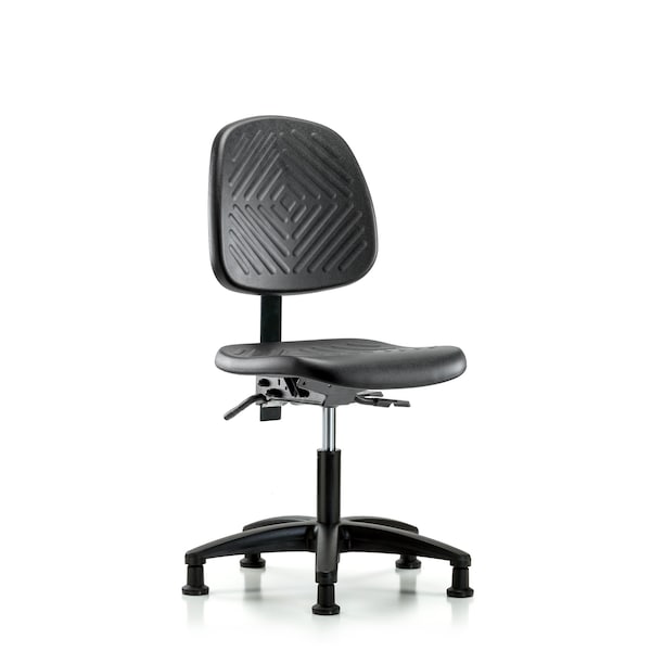 Desk Chair Desk Chair, Med, Poly, Bk, Tilt, Glides, No Arms, 17" to 22" Height, Black; Blue