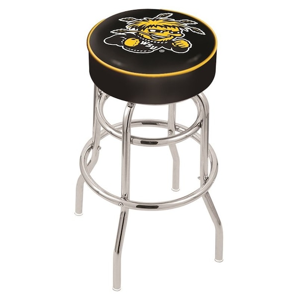 25" Wichita State Cushion Seat, 2-Ring Chrome Swivel Bar Stool