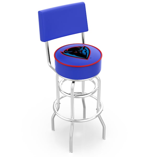 25" Chrome 2-Ring DePaul Swivel Bar Stool, Back