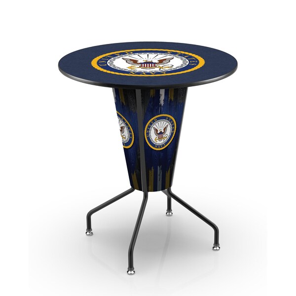 Lighted 42" Black U.S. Navy Pub Table