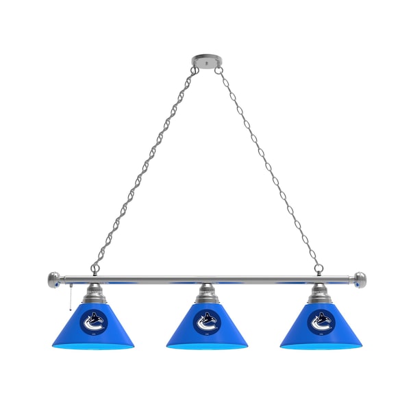 Vancouver Canucks 3 Shade Billiard Light, Chrome Fixture