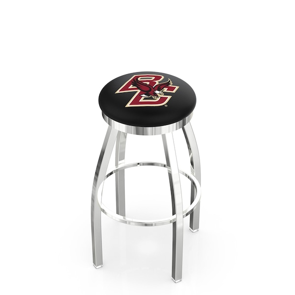 25" Chrome Boston College Swivel Bar Stool, Accent Ring