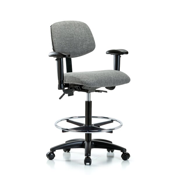 Chair, Fab, Hi Bench, Tilt AA CF Cast, Gry, 6-Way Adjustable, 26" to 35-1/2" Height, Grey