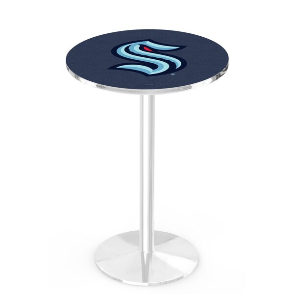 42" Chrome Seattle Kraken Pub Table with 36" dia. top
