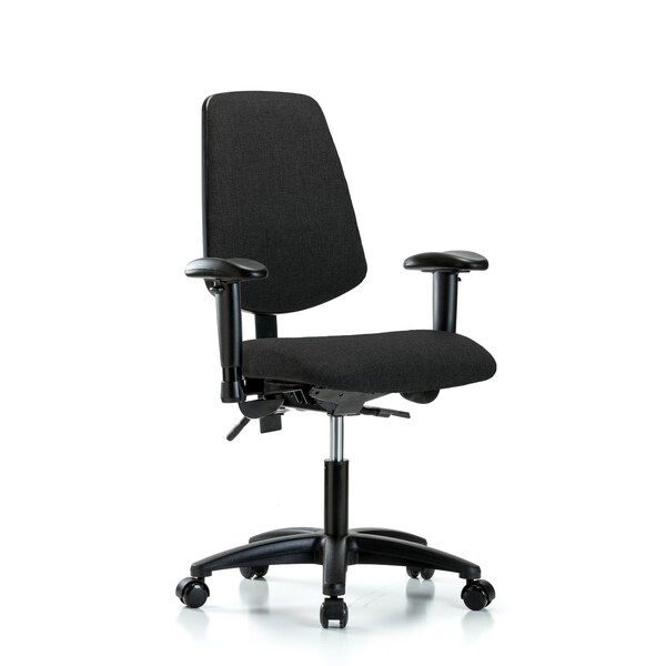 Desk Chair Fab Desk Chair, Med, Bk, AA, Casters, Blk, Adjustable Arms, 19" to 24" Height, Fabric, Black