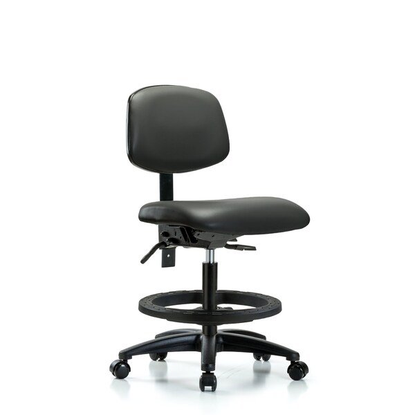 Vinyl Chair, Med Bench, Foot Ring, Casters, Carbon