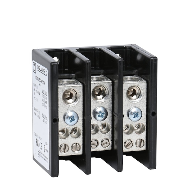 Power Distribution Block, 3 Pole, 175 A Copper, 600 V AC/DC, Surface Mount