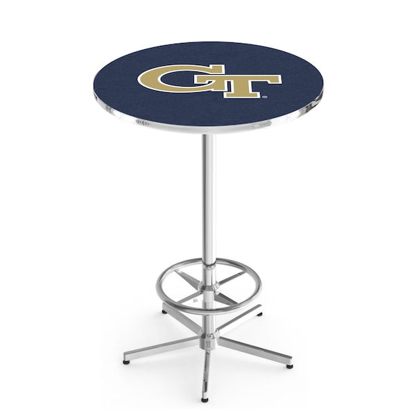 42" Chrome Georgia Tech Pub Table, 36" dia. Top