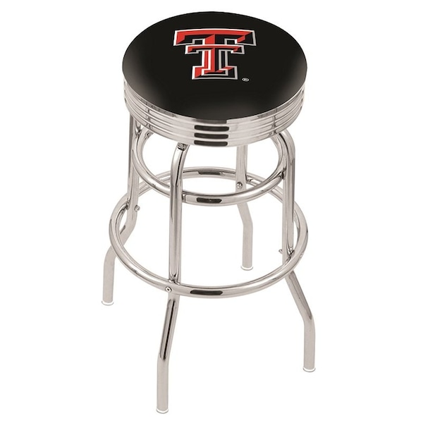 25" Chrome 2-Ring Texas Tech Swivel Bar Stool, Accent Ring