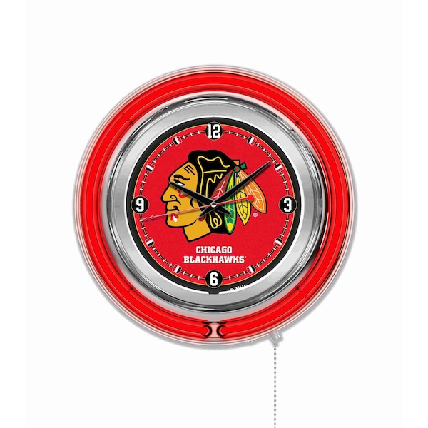 Chicago Blackhawks Double Neon 15" Clock, NHL