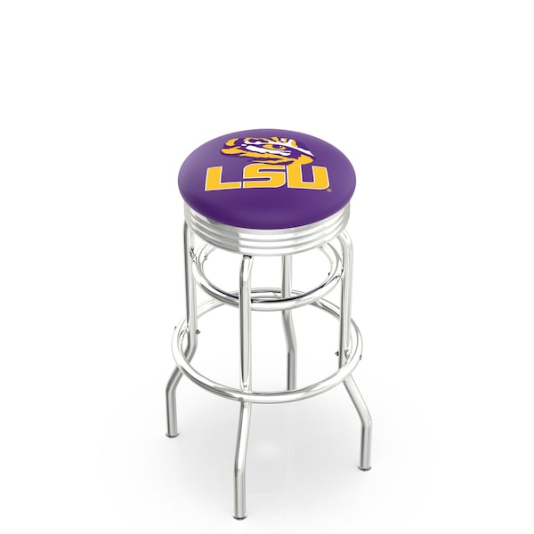 25" Chrome 2-Ring Louisiana State Swivel Bar Stool, Accent Ring