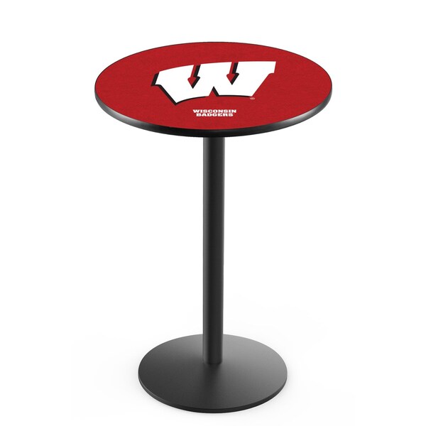 42" Blk Wrinkle Wisconsin "W" Pub Table, 36" dia. Top