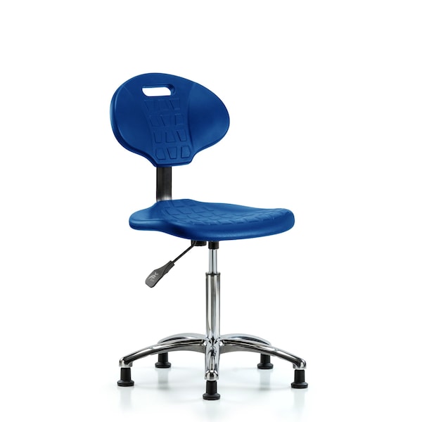 Erie Poly Chair Chrome, Med Bench, Glides, Blue