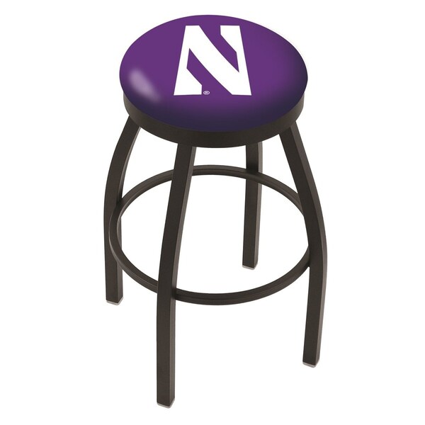25" Blk Wrinkle Northwestern Swivel Bar Stool, Accent Ring