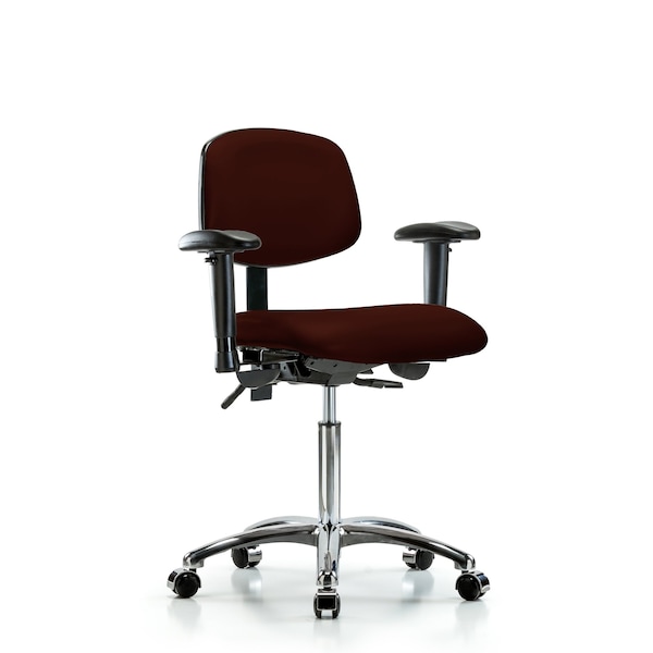 Chair, Vin, Med Bench, Chr AA Casters, Burg, 6-Way Adjustable, 22" to 29" Height, Burgundy
