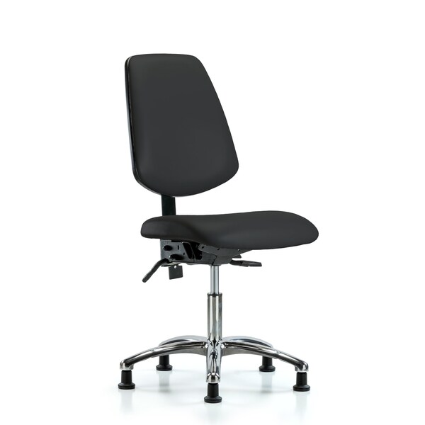 Desk Chair Desk Chair, Vinyl, Med, Bk, Glds, Blk, No Arms, 18" to 23" Height, Vinyl, Black