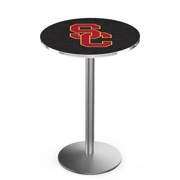 42" Stainless Steel USC Trojans Pub Table, 36" dia. Top