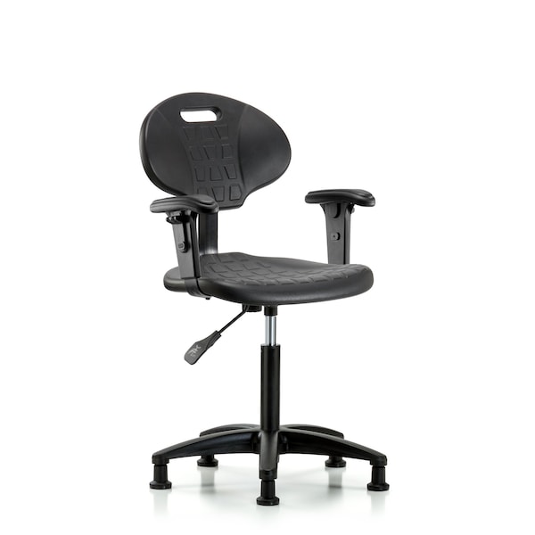 Erie Med Bench Chair, AA, Glides, 2-Way Adjustable, 19" to 27" Height, Black; Blue