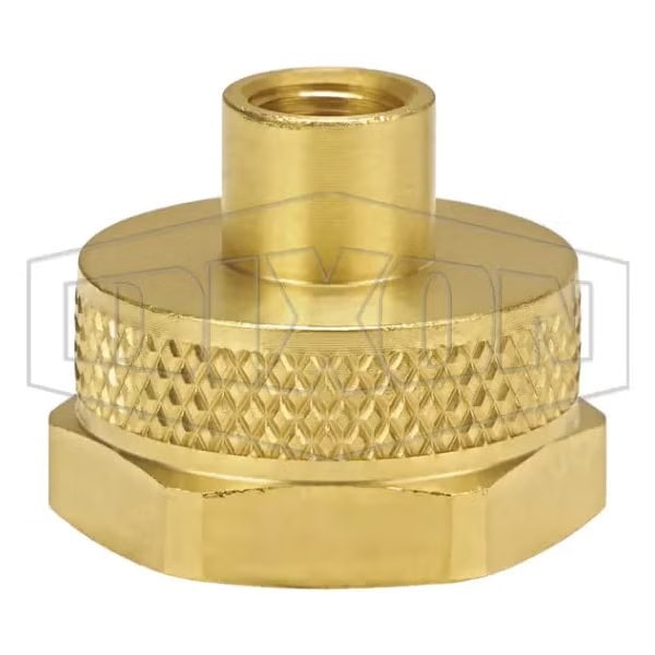 Garden Hose Adapter, 3/4-11-1/2 x 1/8-27, Female Garden Hose Thread x FNPTF, Brass, Domestic