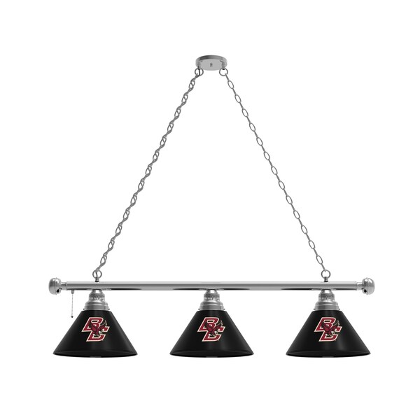 Boston College 3 Shade Billiard Light, Chrome Fixture