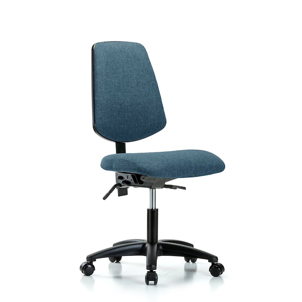 Desk Chair Fab Desk Chair, Med, Bk, Tilt Cast, Blu, No Arms, 19" to 24" Height, Fabric, Blue