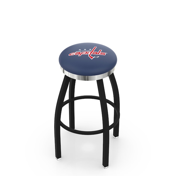 25" Blk Wrinkle Washington Capitals Swivel Bar Stool, Chrome Ring