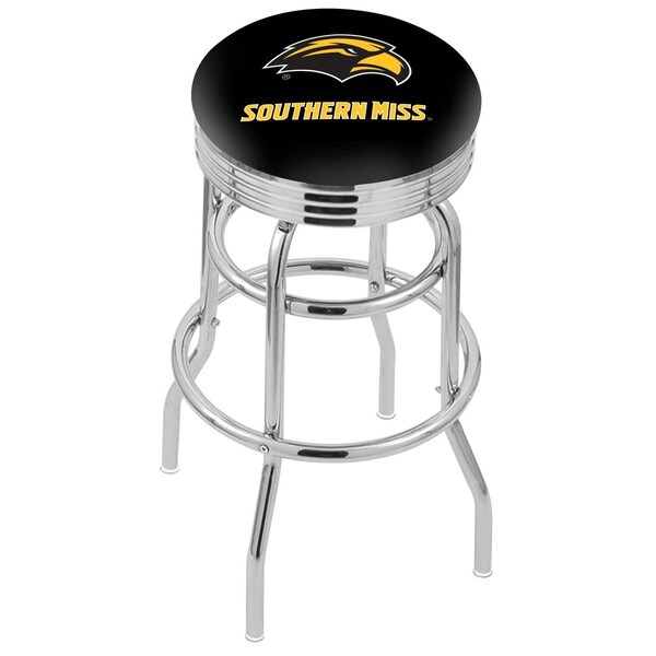 25" Chrome 2-Ring Southern Miss Swivel Bar Stool, Accent Ring