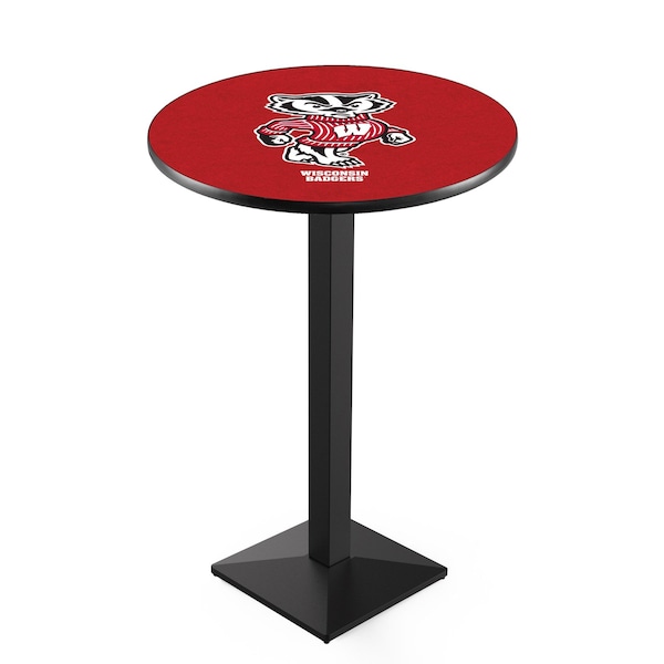 42" Blk Wrinkle Wisconsin "Badger" Pub Table, 36" dia. Top