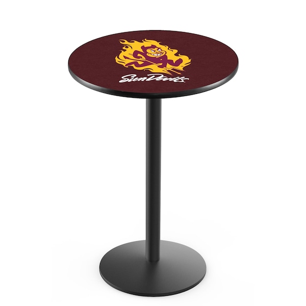 42" Blk Wrinkle Arizona State Pub Table, Sparky Logo, 36" dia. Top