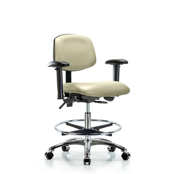 Chair, Vin, Med Bench, Chr AA CF Cast, Wht, 6-Way Adjustable, 22" to 29" Height, Adobe White
