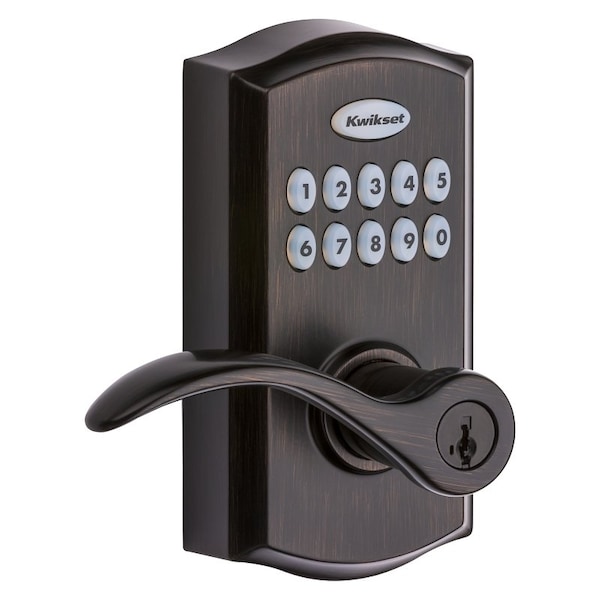 Kwikset 955PML 11P SMT CP Electronic Pembroke Lever, Keyless Key, AAA Grade, Zinc, Venetian Bronze