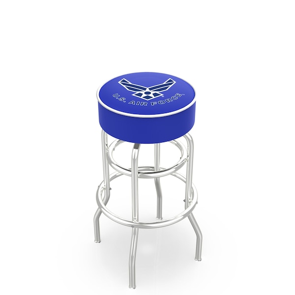 25" U.S. Air Force Cushion Seat, 2-Ring Chrome Swivel Bar Stool