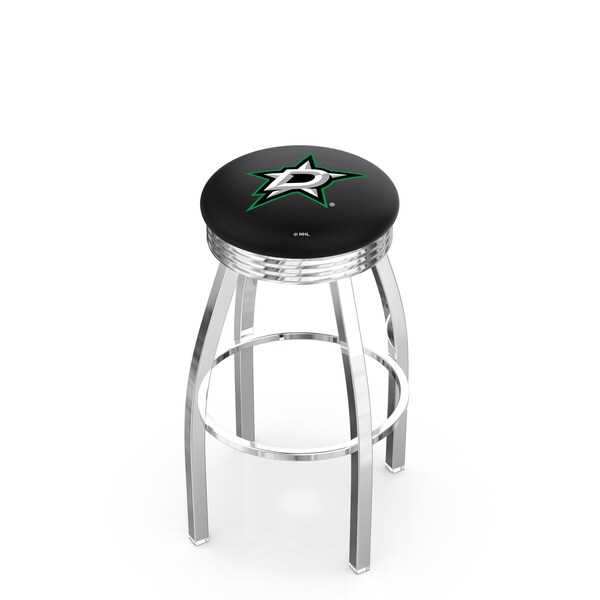 25" Chrome Dallas Stars Swivel Bar Stool, Accent Ring