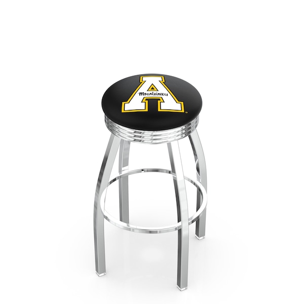 25" Chrome Appalachian State Swivel Bar Stool, Accent Ring