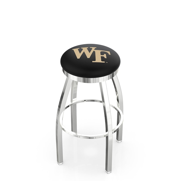 25" Chrome Wake Forest Swivel Bar Stool, Accent Ring