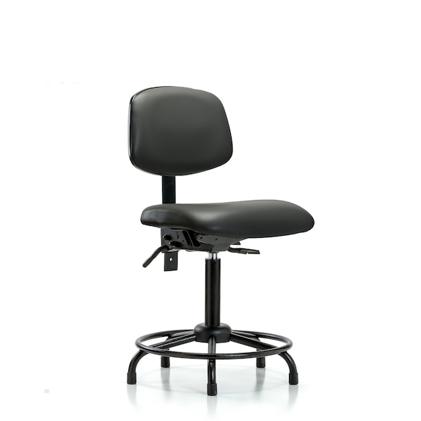 Vinyl Chair, Med Bench, Round Tube Base, Tilt, Glides, Carbon