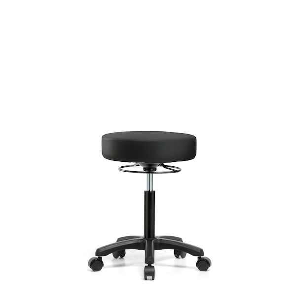 Med Bench Mini-Stool, Vinyl, Casters, Blk