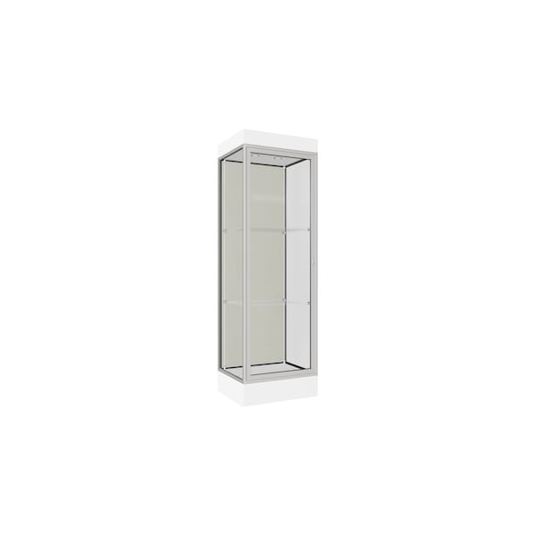Lighted Floor Display Case 24x76x20, 6" Base, Satin
