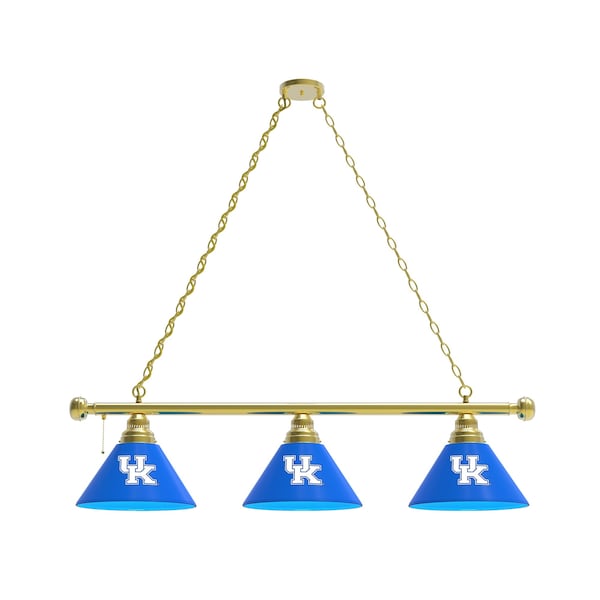 Kentucky "UK" 3 Shade Billiard Light, Brass Fixture