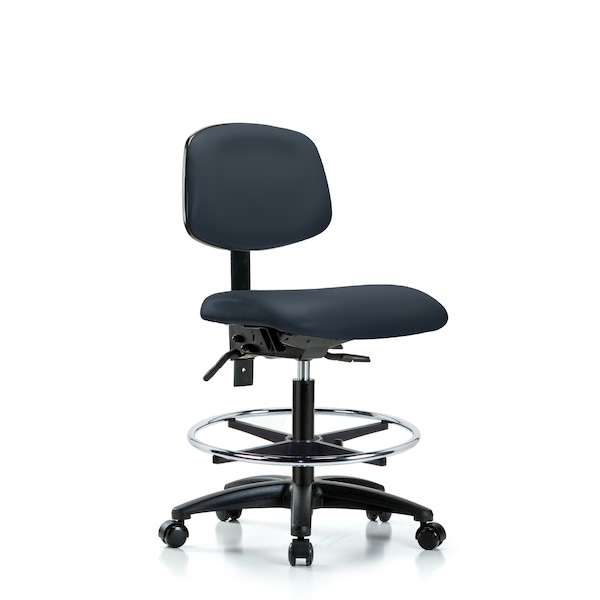 Chair, Vin, Med Bench, Tilt CF Casters, Nav, No Arms, 22" to 29" Height, Imperial Blue