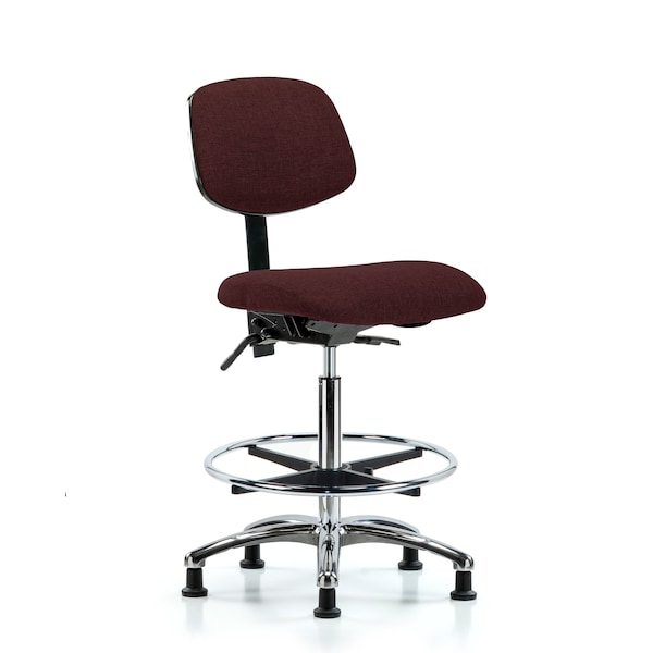 High Bench Chair Chair, Fab, Hi Ben, Chr Tilt CF Glides, Bur, No Arms, 26" to 35-1/2" Height, Fabric
