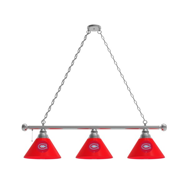 Montreal Canadiens 3 Shade Billiard Light, Chrome Fixture