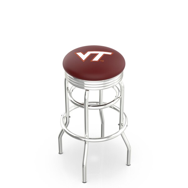 30" Chrome 2-Ring Virginia Tech Swivel Bar Stool, Accent Ring