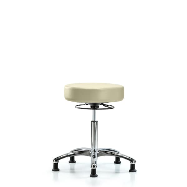 Bench Stool, Med, Chrom, Vinyl, Glides, Wht