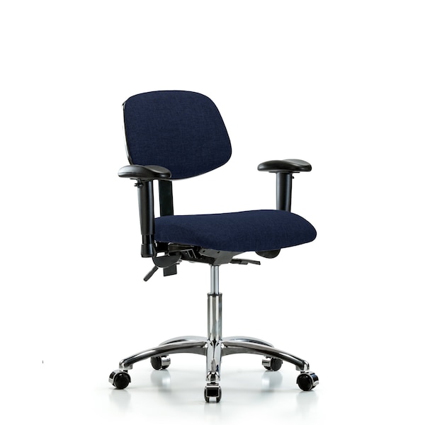 Desk Chair Desk Chair, Fab, Chr Tilt AA Casters, Nav, Adjustable Arms, 19" to 24" Height, Fabric