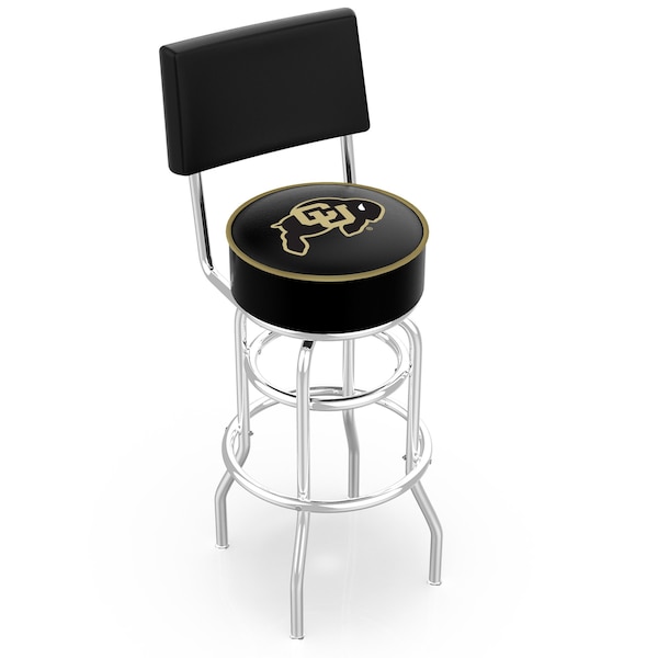 25" Chrome 2-Ring Colorado Swivel Bar Stool, Back